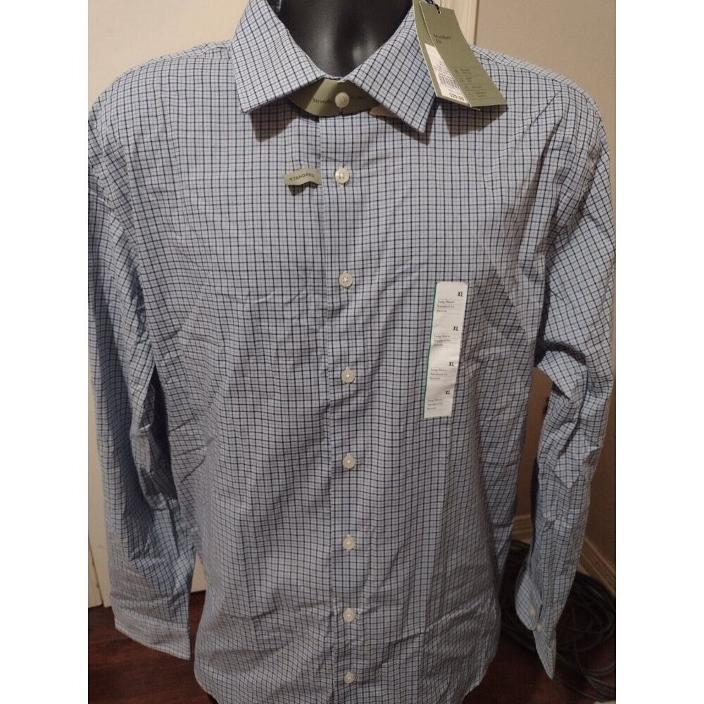 GOODFELLOW Standard Fit Stretch Long Sleeve Dress Shirt (XL) 17-17.5 Blue NWT